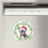 Weihnachtshund Black Frenchie French Bulldog Santa Magnet (In Situ (Geschirrspüler))