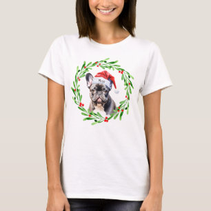 Weihnachtshund Black Frenchie French Bulldog Santa T-Shirt