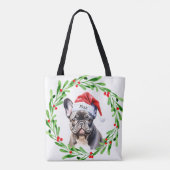 Weihnachtshund Black Frenchie French Bulldog Santa Tasche (Rückseite)
