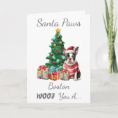 Weihnachtshund Boston Terrier Feiertagskarte (Vorderseite)