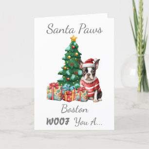 Weihnachtshund Boston Terrier Feiertagskarte