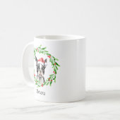 Weihnachtshund Boston Terrier Terrier Holidays Hau Kaffeetasse (Vorderseite Links)