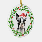 Weihnachtshund Boston Terrier Terrier Holidays Hau Keramik Ornament (Rechts)