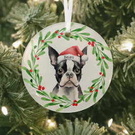 Weihnachtshund Boston Terrier Terrier Holidays Hau Ornament Aus Glas