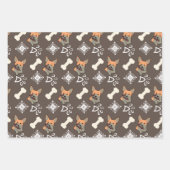 Weihnachtshund Candy Cane Snowflake Muster Geschenkpapier Set (Vorderseite 3)