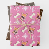 Weihnachtshund Candy Cane Snowflake Muster Geschenkpapier Set (Beispiel)