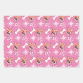 Weihnachtshund Candy Cane Snowflake Muster Geschenkpapier Set (Vorderseite)