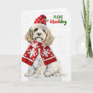 Weihnachtshund Cockapoo Lustig Flöhe Navidog Weihn Feiertagskarte