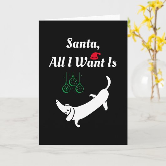 Weihnachtshund - Dackel Karte (Gelbe Blume)