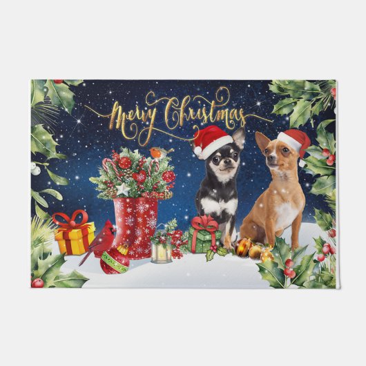 Weihnachtshund Doormat, Chihuahua Liebesgeschenk Fußmatte (Vorderseite)