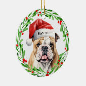 Weihnachtshund Englisch Bulldog Rasse Weihnachtsfe Keramik Ornament (Rechts)