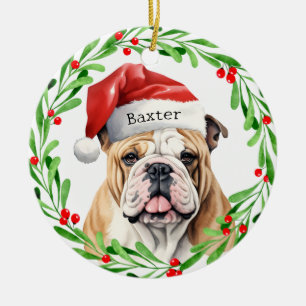 Weihnachtshund Englisch Bulldog Rasse Weihnachtsfe Keramik Ornament