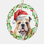 Weihnachtshund Englisch Bulldog Rasse Weihnachtsfe Keramik Ornament (Links)