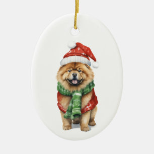 Weihnachtshund, Feiertagskasse Keramik Ornament