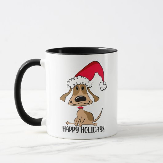Weihnachtshund festlich geschmückt tasse (Links)