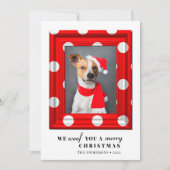 Weihnachtshund Foto Einfache Rote Weihnachtsrahmen Feiertagskarte (Vorderseite)