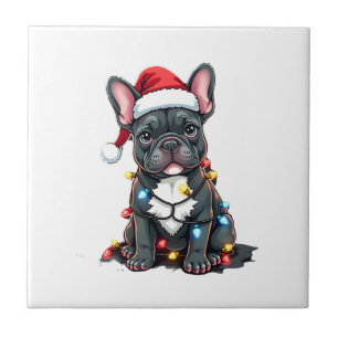 Weihnachtshund Französische Bulldogge Xmas Frenchi Fliese