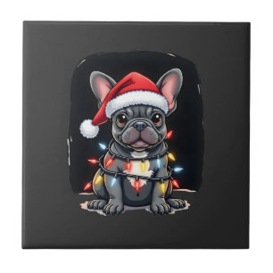 Weihnachtshund Französische Bulldogge Xmas Frenchi Fliese