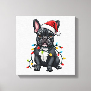 Weihnachtshund Französische Bulldogge Xmas Frenchi Leinwanddruck