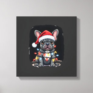 Weihnachtshund Französische Bulldogge Xmas Frenchi Leinwanddruck