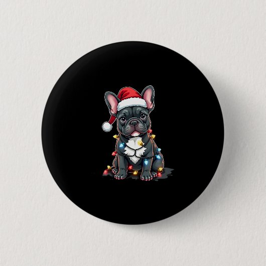Weihnachtshund Französischer Bulldog Xmas Frenchie Button (Vorderseite)