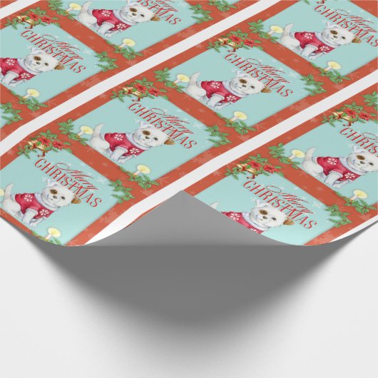 Weihnachtshund Geschenkpapier (Ecke)