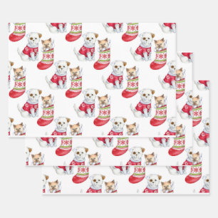 Weihnachtshund Geschenkpapier Set