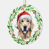 Weihnachtshund Golden Retriever Weihnachtsfeiertag Keramik Ornament (Links)