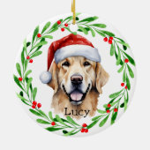 Weihnachtshund Golden Retriever Weihnachtsfeiertag Keramik Ornament (Hinten)