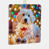 Weihnachtshund hackte in den Lichtern Keramikornament (Rechts)