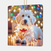 Weihnachtshund hackte in den Lichtern Keramikornament (Links)