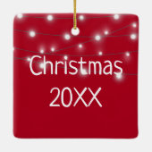 Weihnachtshund hackte in den Lichtern Keramikornament (Rückseite)