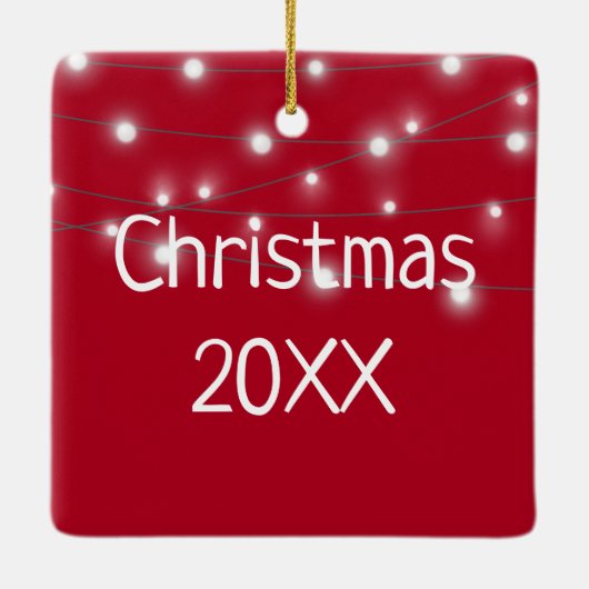 Weihnachtshund hackte in den Lichtern Keramikornament (Rückseite)