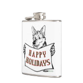 Weihnachtshund: Happy Holidays! Flachmann (Links)
