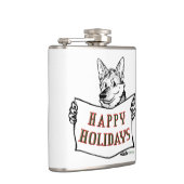 Weihnachtshund: Happy Holidays! Flachmann (Rechts)
