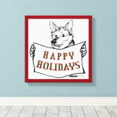 Weihnachtshund: Happy Holidays! Leinwanddruck (Insitu (Holzboden))