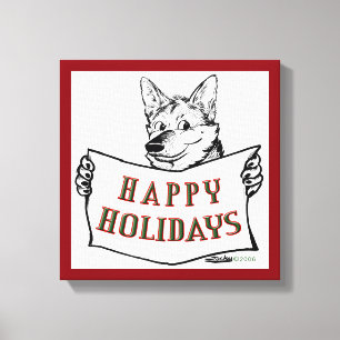 Weihnachtshund: Happy Holidays! Leinwanddruck