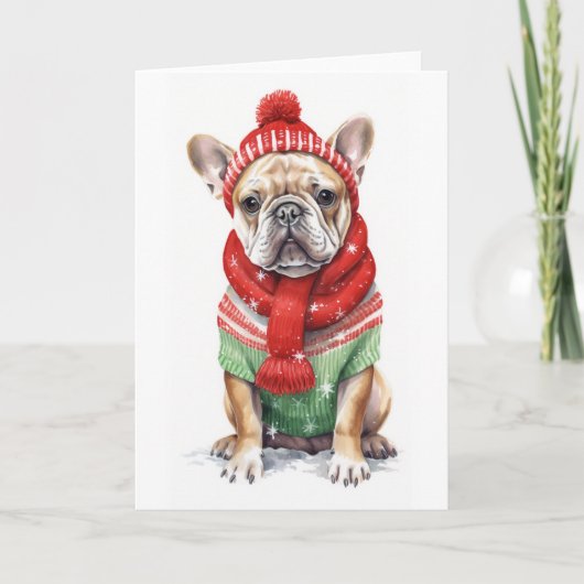 Weihnachtshund, Holiday French Bulldog BLANK Feiertagskarte (Vorderseite)