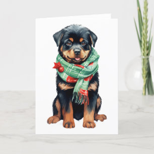 Weihnachtshund, Holiday Rottweiler Welpe Feiertagskarte
