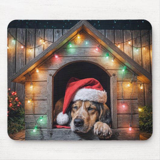 Weihnachtshund Hund in Doghouse Mousepad (Vorne)