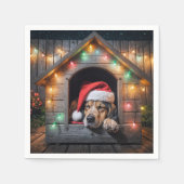 Weihnachtshund Hund in Doghouse Serviette (Vorderseite)