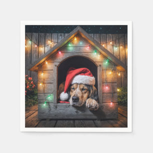 Weihnachtshund Hund in Doghouse Serviette