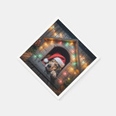 Weihnachtshund Hund in Doghouse Serviette (Ecke)