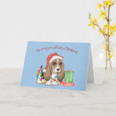 Weihnachtshund Hund in krummen Lichtern Karte (Gelbe Blume)