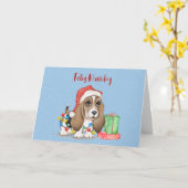 Weihnachtshund Hund in krummen Lichtern Karte (Gelbe Blume)