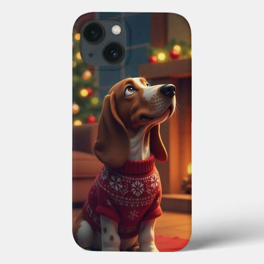 Weihnachtshund im Cartoon Case-Mate iPhone Hülle (Rückseite)