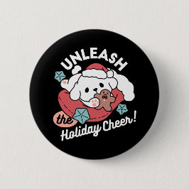 Weihnachtshund in der Weihnachtsmannmütze - Feiert Button