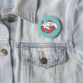 Weihnachtshund in der Weihnachtsmannmütze - Feiert Button (Beispiel)