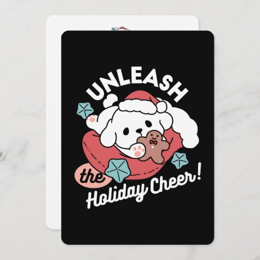 Weihnachtshund in der Weihnachtsmannmütze - Feiert Dankeskarte (Vorne/Hinten)