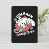 Weihnachtshund in der Weihnachtsmannmütze - Feiert Dankeskarte (Stehend Vorderseite)